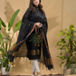 Dark Black Jamdani 2-Piece Set Kurti & Dupatta (UNSTITCHED) -753