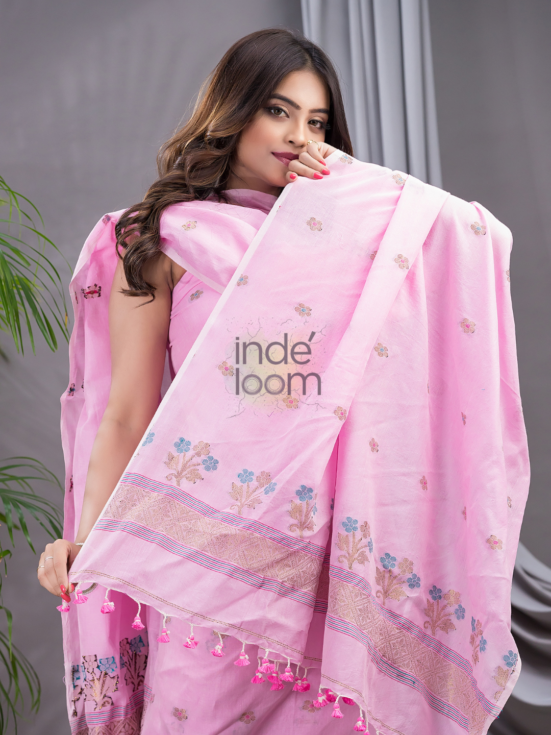 Baby Pink 120 Count Count Jamdani 2-Piece Set Kurti & Dupatta (UNSTITCHED) - 139