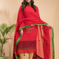 Passion Red Mercerized Cotton 2-Piece Set Kurti & Dupatta (UNSTITCHED) - 039