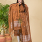 Peanut Brown Tissue Linen Silver Zari Jamdani 2-Piece Set Kurti & Dupatta (UNSTITCHED) - 885