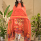 Pumpkin Orange Jamdani 2-Piece Set Kurti & Dupatta (UNSTITCHED) -754