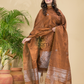 Peanut Brown Tissue Linen Silver Zari Jamdani 2-Piece Set Kurti & Dupatta (UNSTITCHED) - 885