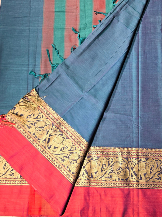 Handloom Narayanpet Cotton Saree | Denim Blue