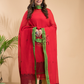 Passion Red Mercerized Cotton 2-Piece Set Kurti & Dupatta (UNSTITCHED) - 039