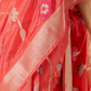 Classic Benarasi Semi Silk Saree | Coral Red