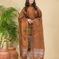Peanut Brown Tissue Linen Silver Zari Jamdani 2-Piece Set Kurti & Dupatta (UNSTITCHED) - 885