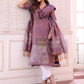 Lavender Purple Tissue Linen Silver Zari Jamdani 2-Piece Set Kurti & Dupatta (UNSTITCHED) - 305
