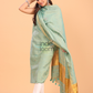 Mint Green Tissue Linen Jamdani 2-Piece Set Kurti & Dupatta (UNSTITCHED) - 054