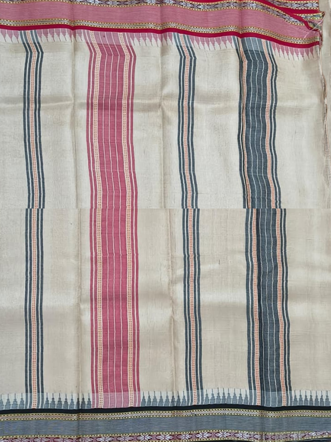 Handwoven Pure Vidarbha Tussar Silk Saree | Red and Black