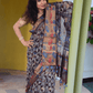 Ajrakh Exclusive designer Chanderi Saree with Floral Zari border - 029 - indeloom