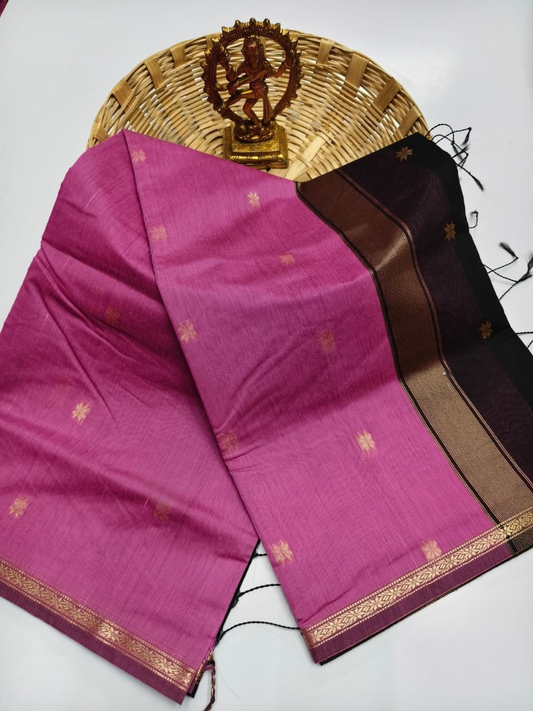 Maheshwari Silk Cotton Saree – Festive Elegance | Pink