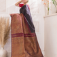 Kaalindi - Midnight Black silk with temple border and zari breeze