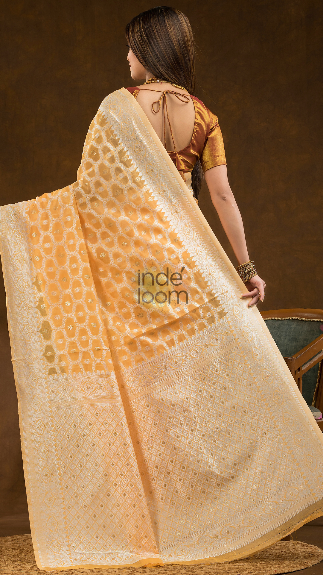Chanderi Cotton Ethnic Motifs Saree | Mustard Yellow