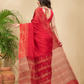Matka Silk Jamdani Saree With Classic Red - 023