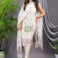 Cream White 120 Count Cotton Jamdani 2-Piece Set Kurti & Dupatta (UNSTITCHED) - 140