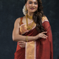 Pure Handloom Korvai Silk Cotton Saree In Red Brown -178