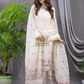 Cream White 120 Count Cotton Jamdani 2-Piece Set Kurti & Dupatta (UNSTITCHED) - 140