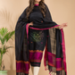 Coal Black Mercerized Cotton 2-Piece Set Kurti & Dupatta (UNSTITCHED) - 040