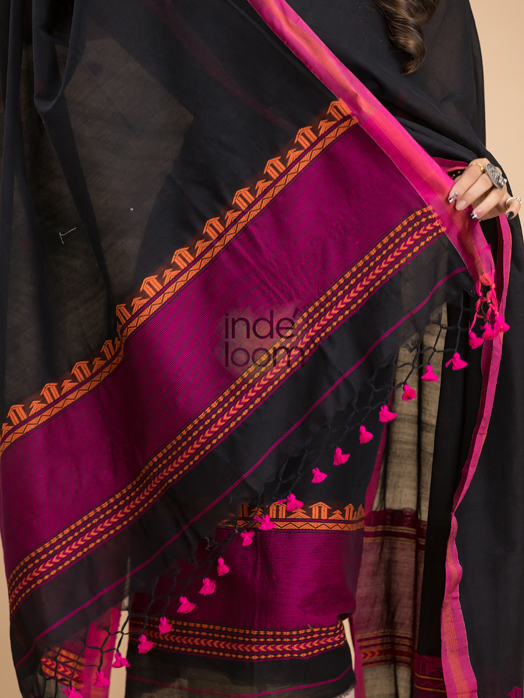 Coal Black Mercerized Cotton 2-Piece Set Kurti & Dupatta (UNSTITCHED) - 040