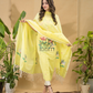 Pineapple Yellow Jamdani 2-Piece Set Kurti & Dupatta (UNSTITCHED) -756