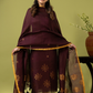 Handwoven Jamdani Linen Unstitched 2-piece Kurti | Plum Brown