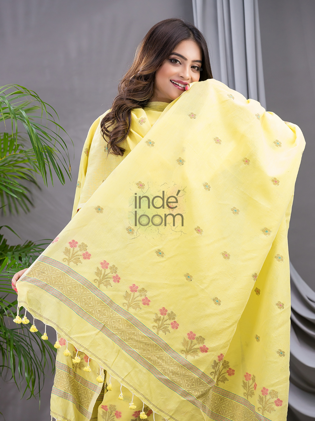 Pastel Yellow | Handloom Jamdani Cotton Unstitched 2-Piece Kurti