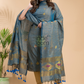 Steel Blue Tissue Linen 2-Piece Set Kurti & Dupatta (UNSTITCHED) - 041