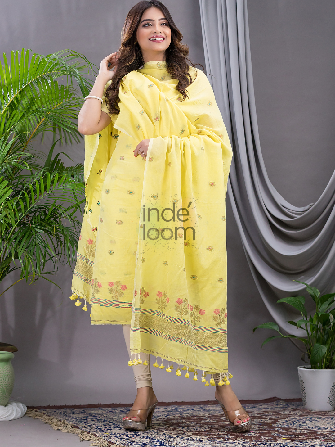 Pastel Yellow | Handloom Jamdani Cotton Unstitched 2-Piece Kurti