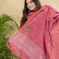 Pastel red Tissue Linen Silver Zari Jamdani 2-Piece Set Kurti & Dupatta (UNSTITCHED) - 884