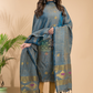 Steel Blue Tissue Linen 2-Piece Set Kurti & Dupatta (UNSTITCHED) - 041