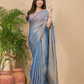 Tissue Linen Handloom Saree With Pigeon Blue - 020