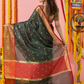 Classic Benarasi Katan Semi Silk Saree | Charcoal Green