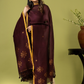 Handwoven Jamdani Linen Unstitched 2-piece Kurti | Plum Brown
