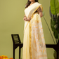 Pure Jamdani Linen Saree | Light Yellow  and Yelllow  | Half and Half style with Contrast Border