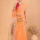 Muslin Tissue Jamdani Saree With Coral Orange - 106