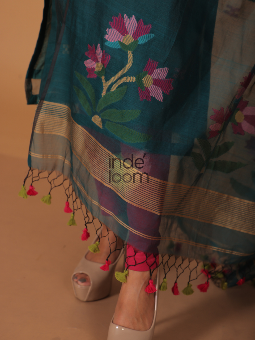 Pine Green Jamdani 2-Piece Set Kurti & Dupatta (UNSTITCHED) -630