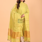 Neon Yellow Tissue Linen Jamdani 2-Piece Set Kurti & Dupatta (UNSTITCHED) - 055