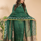 Pine Green Linen X Line 2-Piece Set Kurti & Dupatta (UNSTITCHED) - 004