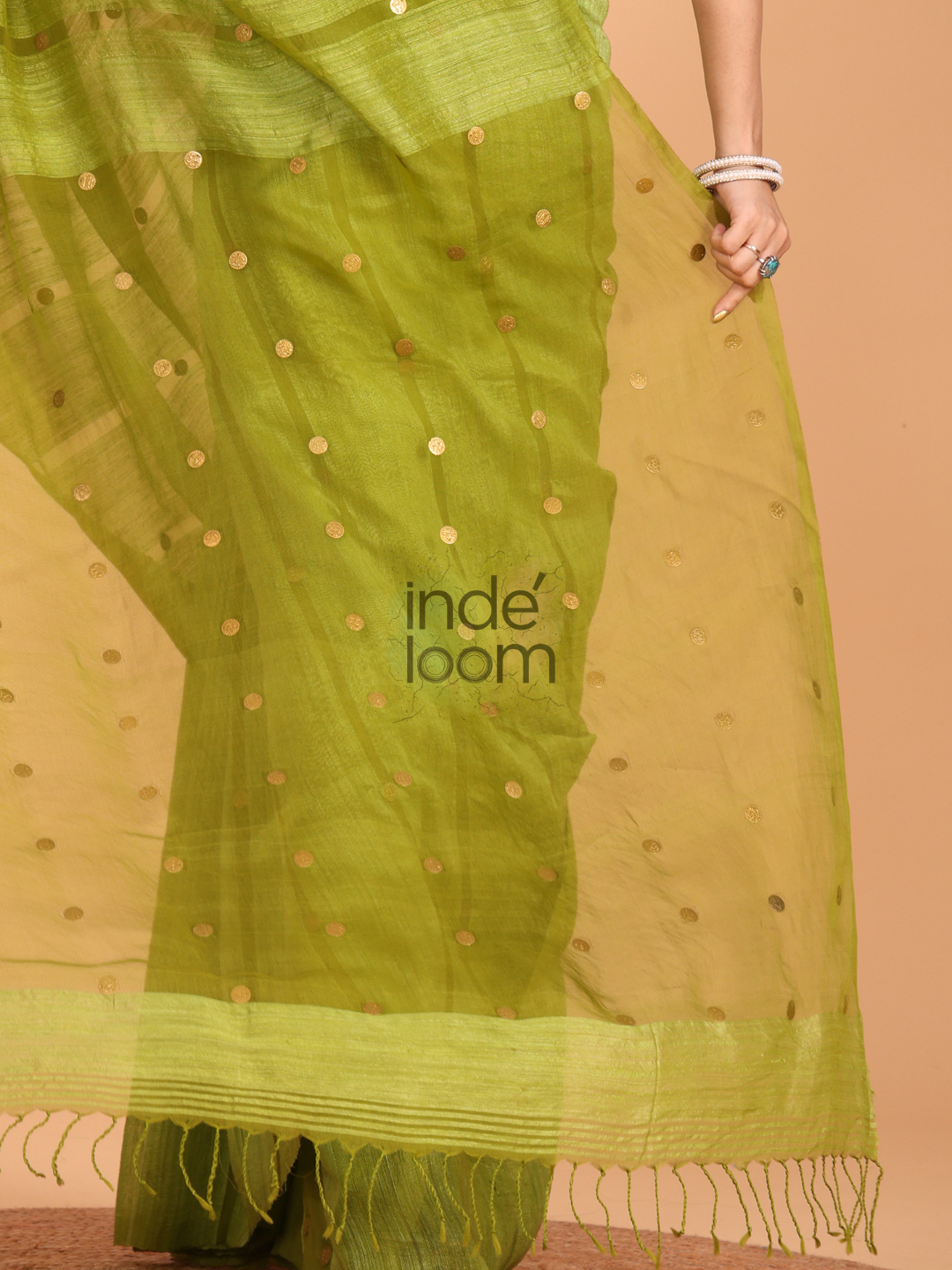 Matka Silk Saree With Pear Green - 136
