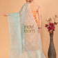 Pure Handloom Muslin Jamdani Dupatta With Baby Blue  - 008