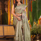 Harini Vastra - Golden Jade green silk with peacock buttas and zari elegance