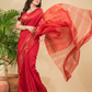 Matka Silk Jamdani Saree With Classic Red - 023