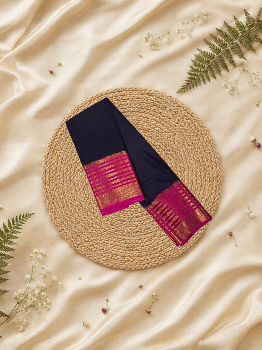 Mysore Silk Saree With Coal Black