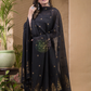 Dark Black Natural Dye Cotton by Cotton (100 Count Soft Cotton) 2 Piece Set Kurti & Dupatta (UNSTITCHED) ) -656