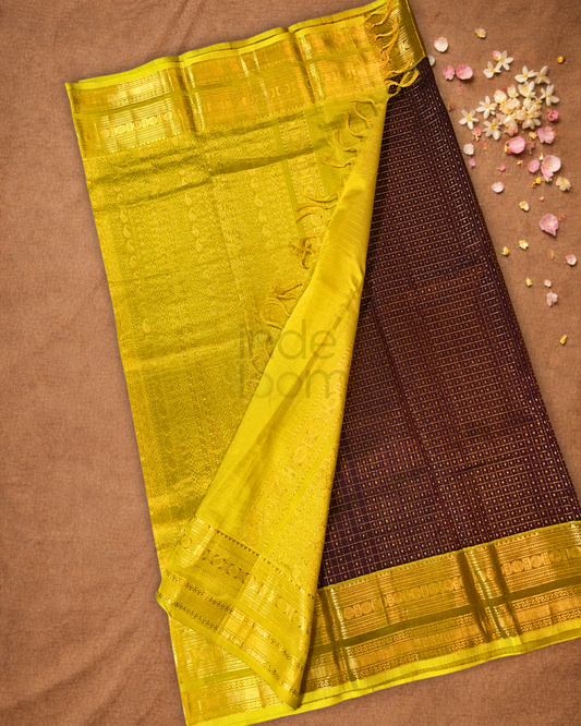 Pure Handloom Korvai Saree | Umber Brown