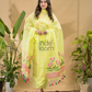 Neon Yellow Jamdani 2-Piece Set Kurti & Dupatta (UNSTITCHED) -7