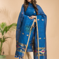 Indigo Blue Tissue Linen 2-Piece Set Kurti & Dupatta (UNSTITCHED) - 042