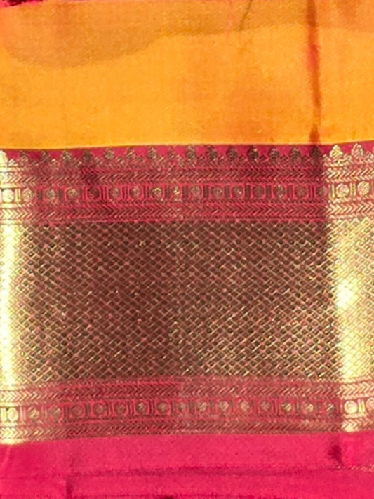 Traditional Kanjivaram Semi Silk Sarees | Bright Orange