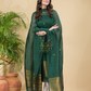 Dark Green Muslin Linen 2-Piece Set Kurti & Dupatta (UNSTITCHED) - 864