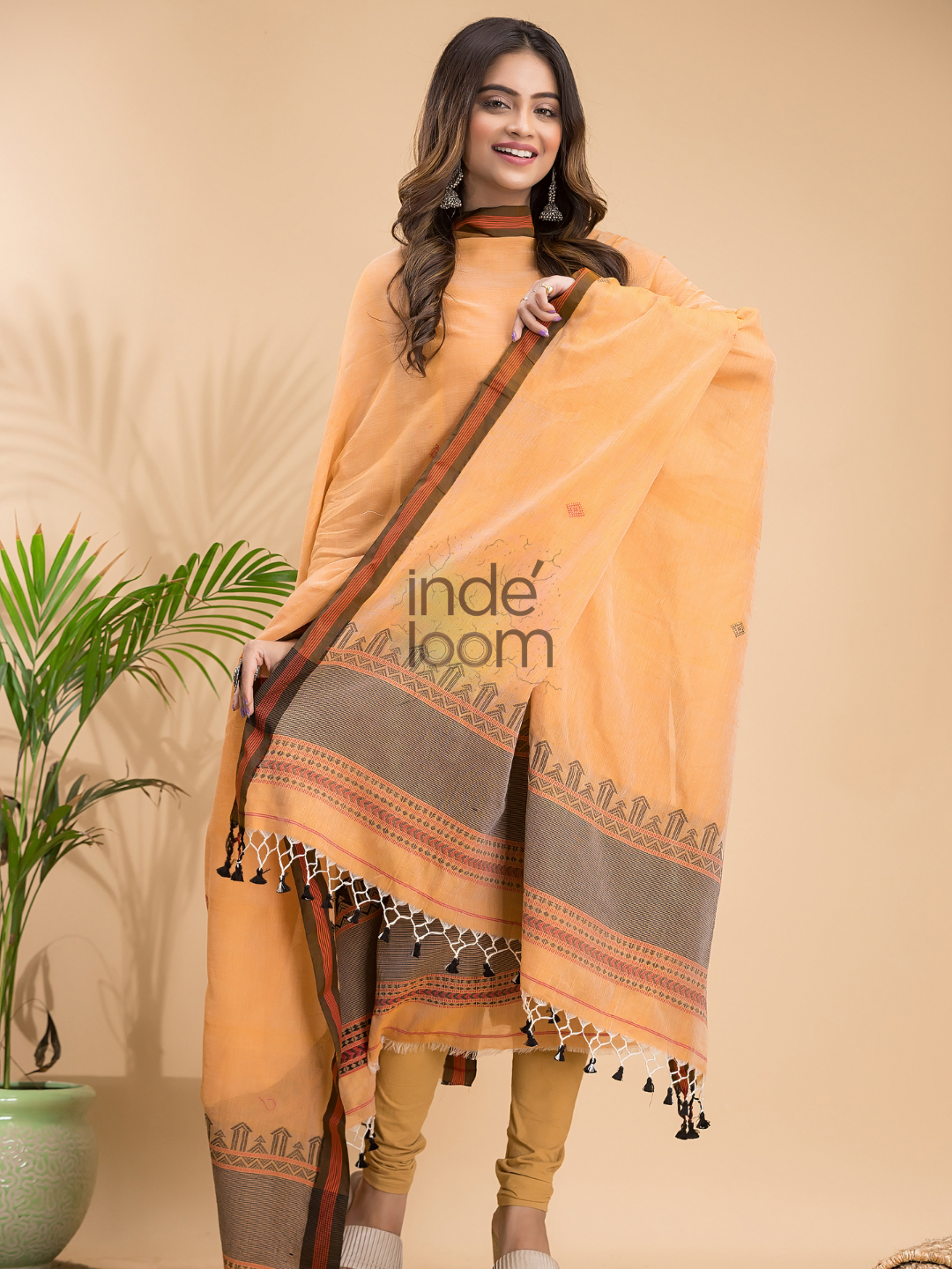 Mustard Yellow Mercerized Cotton 2-Piece Set Kurti & Dupatta (UNSTITCHED) - 043